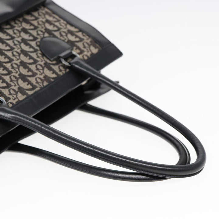 CHRISTIAN Top quality Dior Trotter Canvas Tote Bag Black Auth 88433