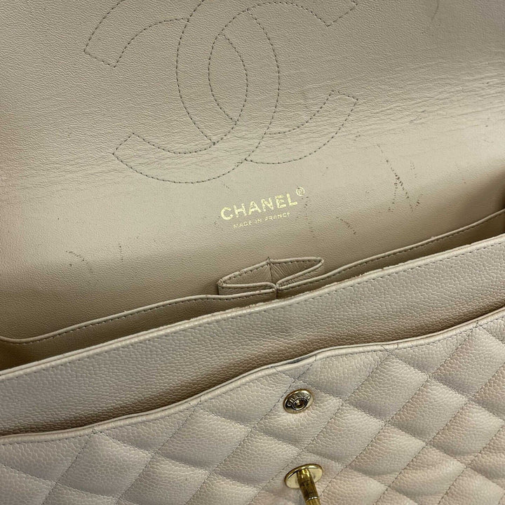 Chanel - Large CC Caviar Leather Double New Tan Shoulder Bag
