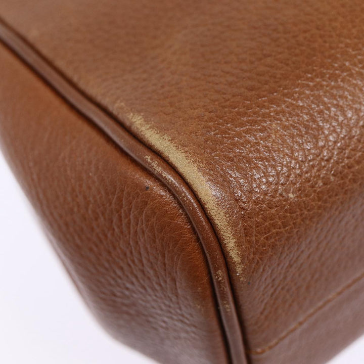 BurberrySs Hand Bag Leather Brown Silver Auth 88481