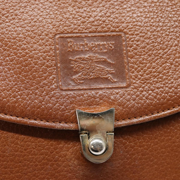 BurberrySs Hand Bag Leather Brown Silver Auth 88481