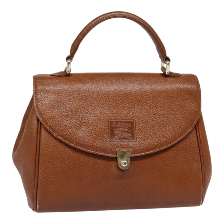 BurberrySs Hand Bag Leather Brown Silver Auth 88481