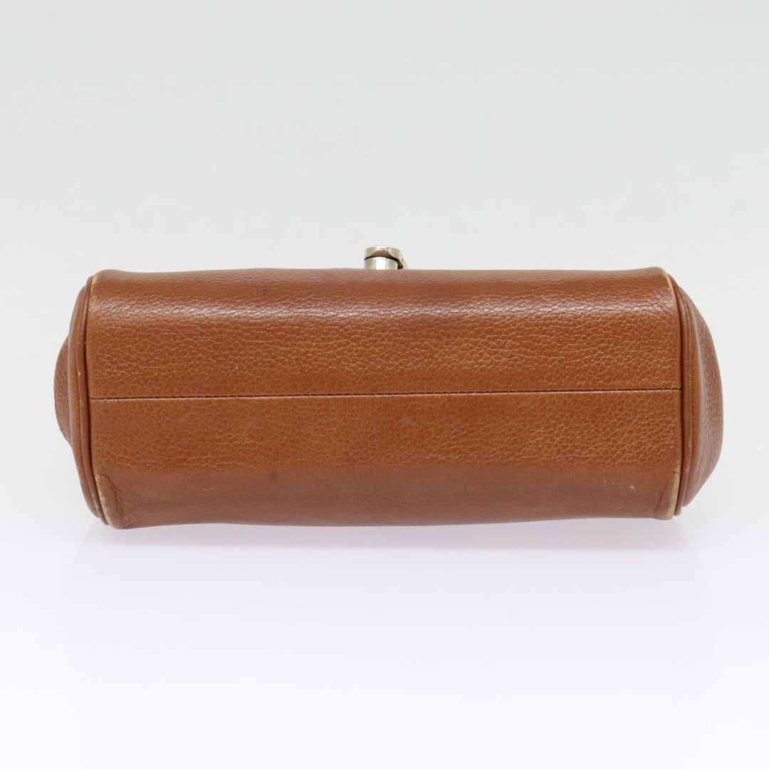 BurberrySs Hand Bag Leather Brown Silver Auth 88481