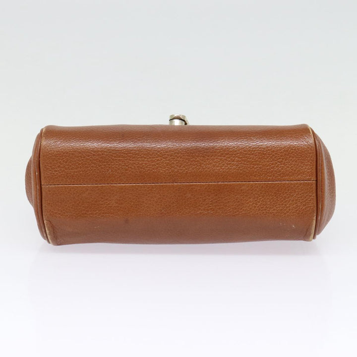 BurberrySs Hand Bag Leather Brown Silver Auth 88481