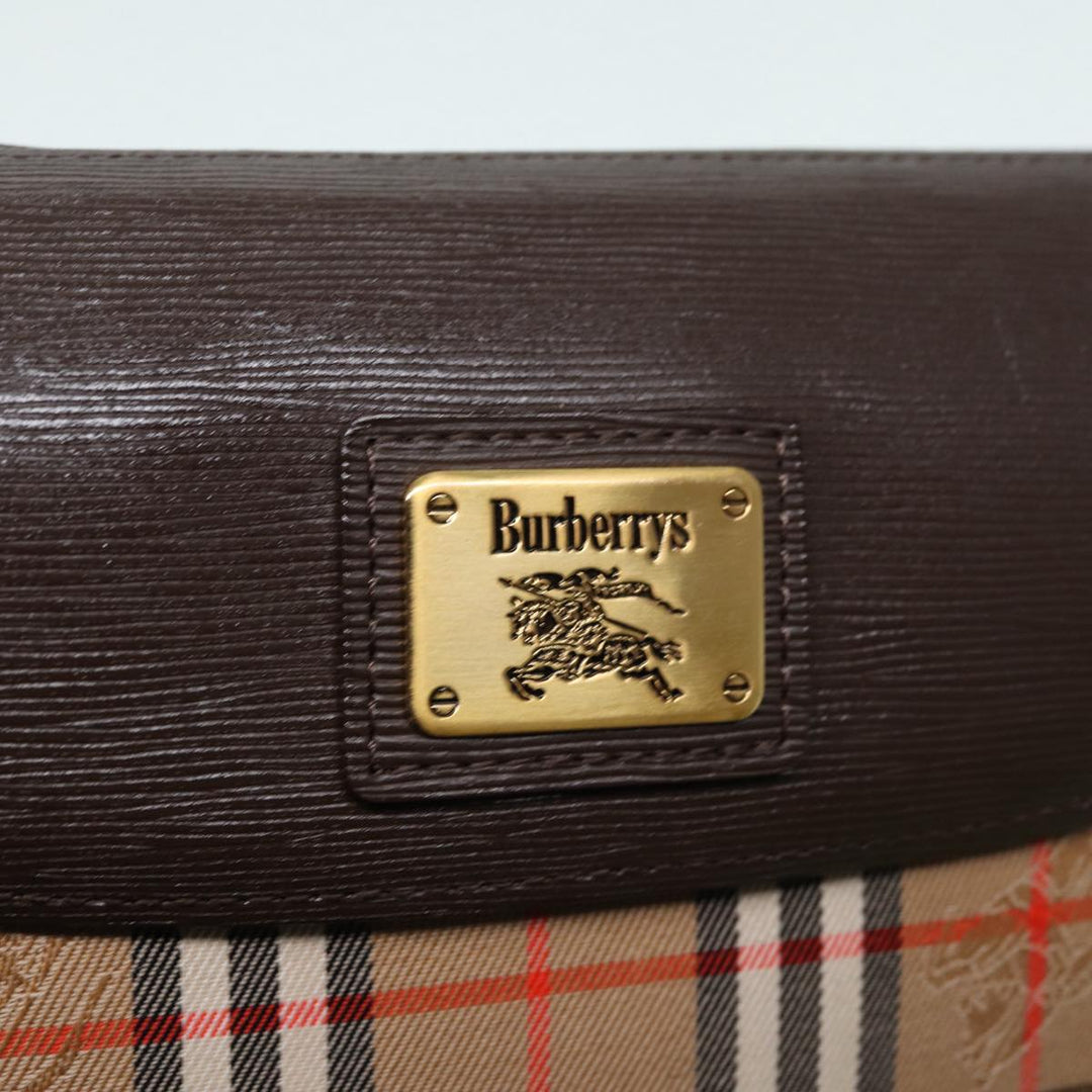 BurberrySs Nova Check Clutch Bag Canvas Leather Beige Brown Auth 88490