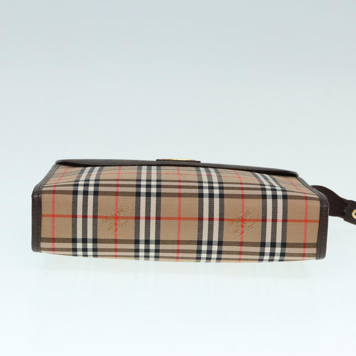 BurberrySs Nova Check Clutch Bag Canvas Leather Beige Brown Auth 88490
