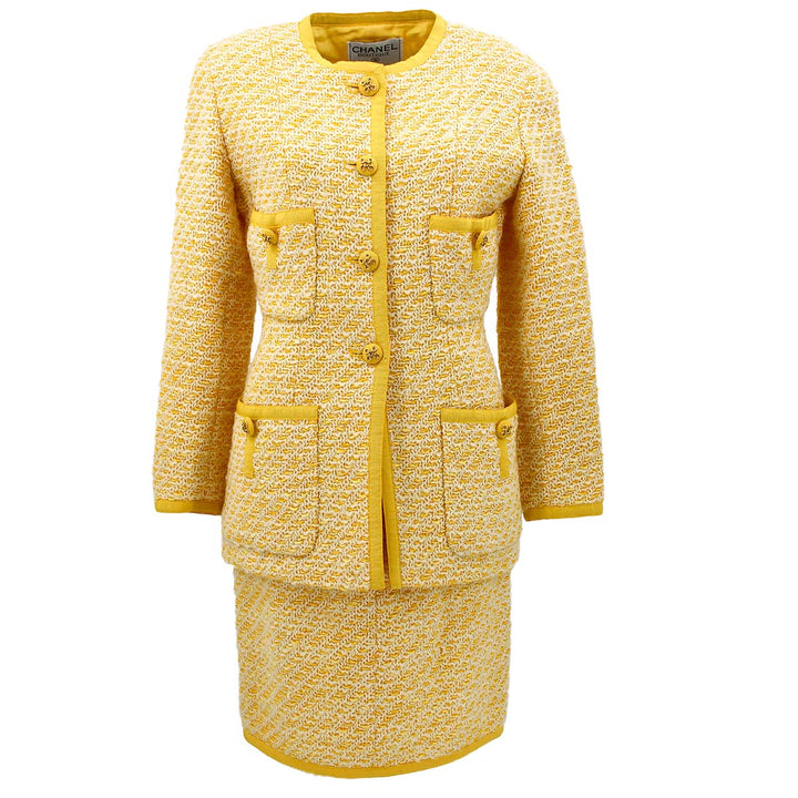 Top Quality Chanel Setup Suit Collarless Jacket Skirt Yellow 25 #34
