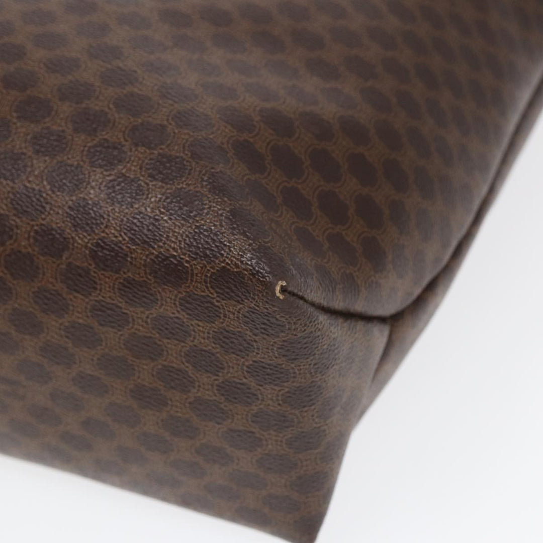 Celine Macadam Canvas Tote Bag PVC Leather Brown Gold Auth 88503