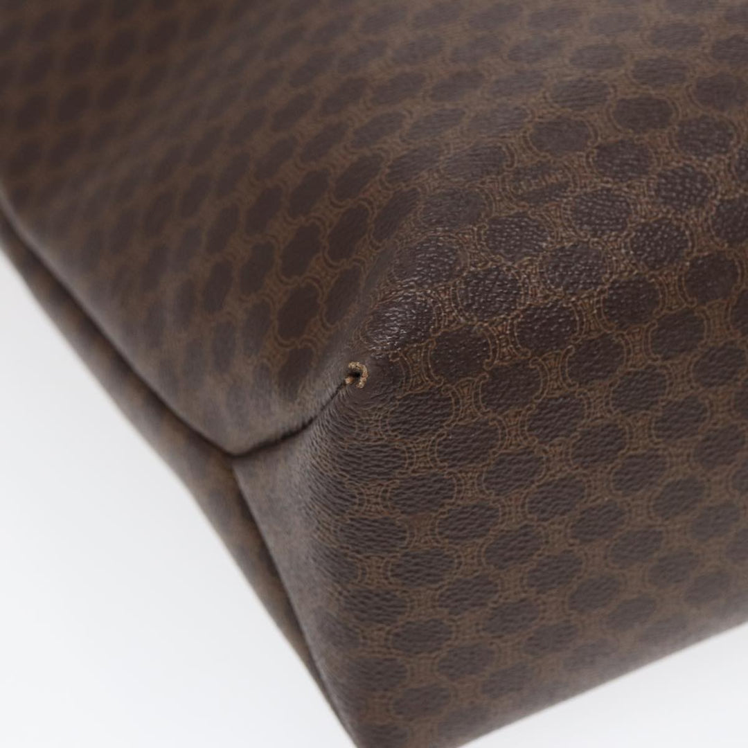 Celine Macadam Canvas Tote Bag PVC Leather Brown Gold Auth 88503
