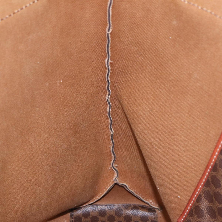 Celine Macadam Canvas Tote Bag PVC Leather Brown Gold Auth 88503