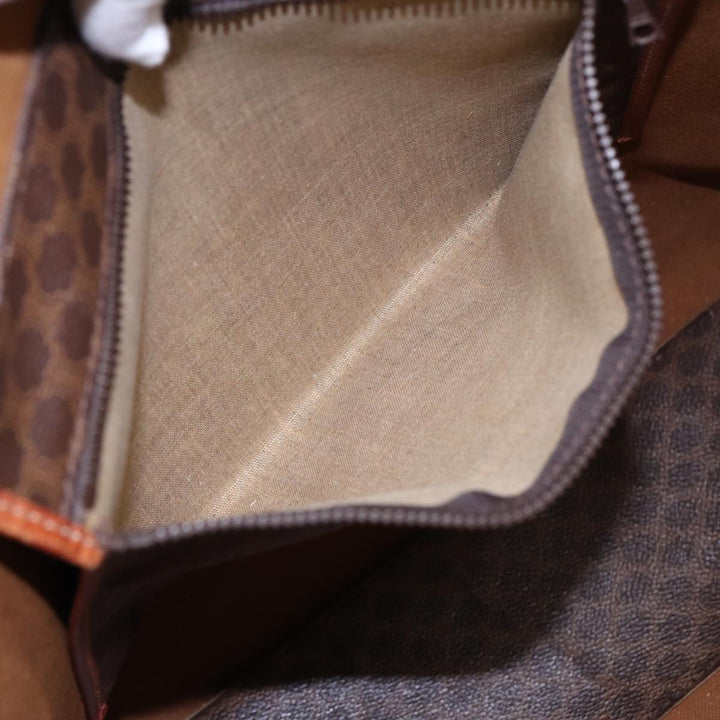 Celine Macadam Canvas Tote Bag PVC Leather Brown Gold Auth 88503