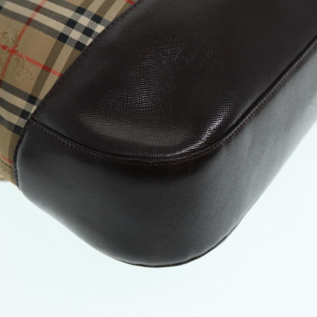 BurberrySs Nova Check Tote Bag Canvas Leather Beige Brown gold Auth 88513