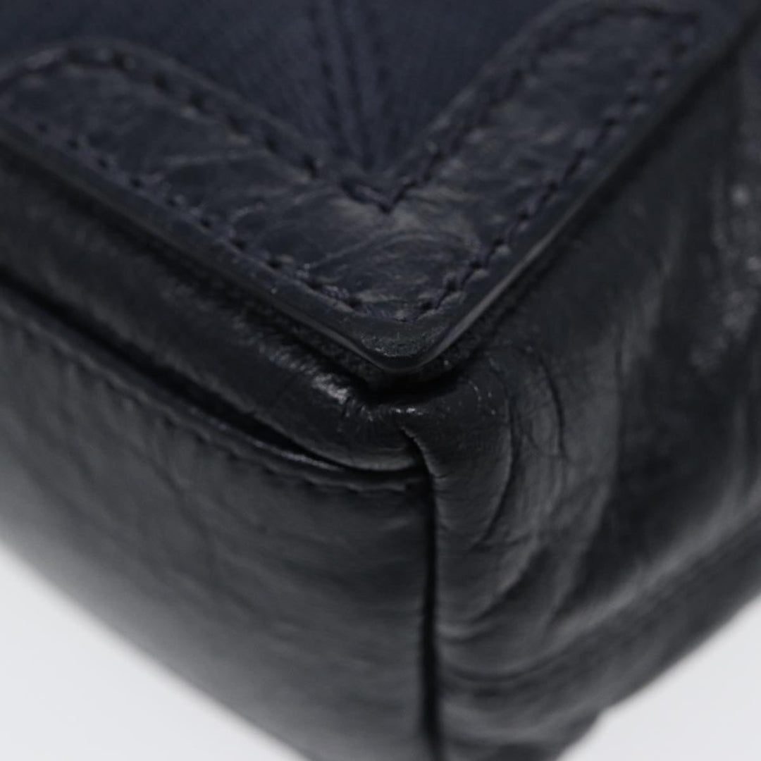 Top Quality Balenciaga Navy Cabas XS Hand Bag Leather 2way Navy Silver 390346 Auth 88514