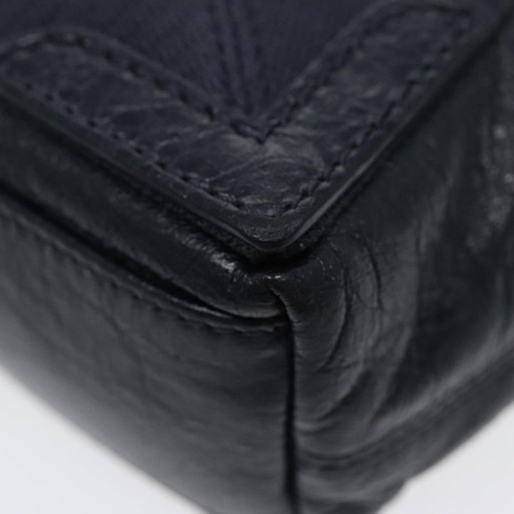 Top Quality Balenciaga Navy Cabas XS Hand Bag Leather 2way Navy Silver 390346 Auth 88514
