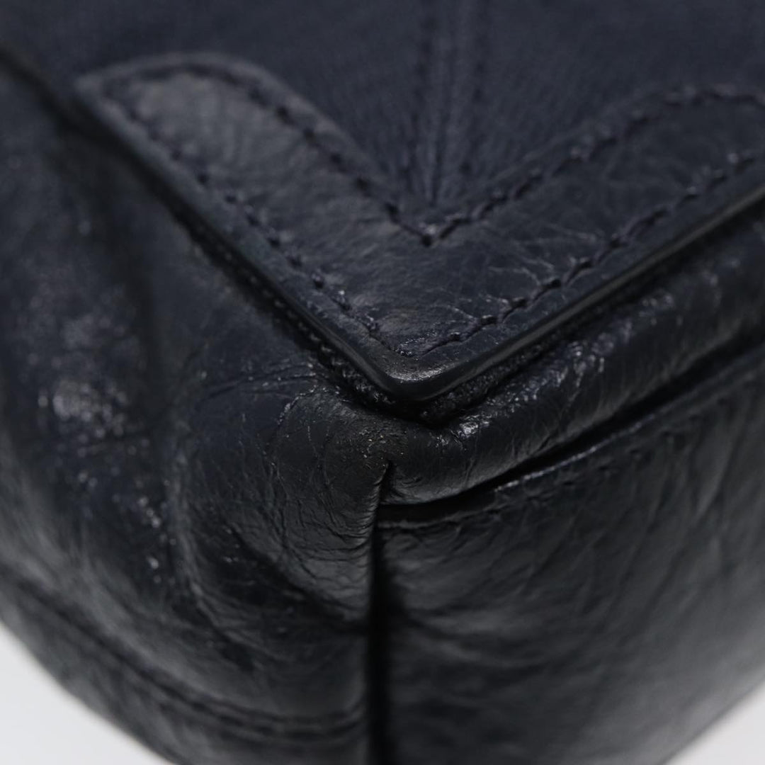 Top Quality Balenciaga Navy Cabas XS Hand Bag Leather 2way Navy Silver 390346 Auth 88514