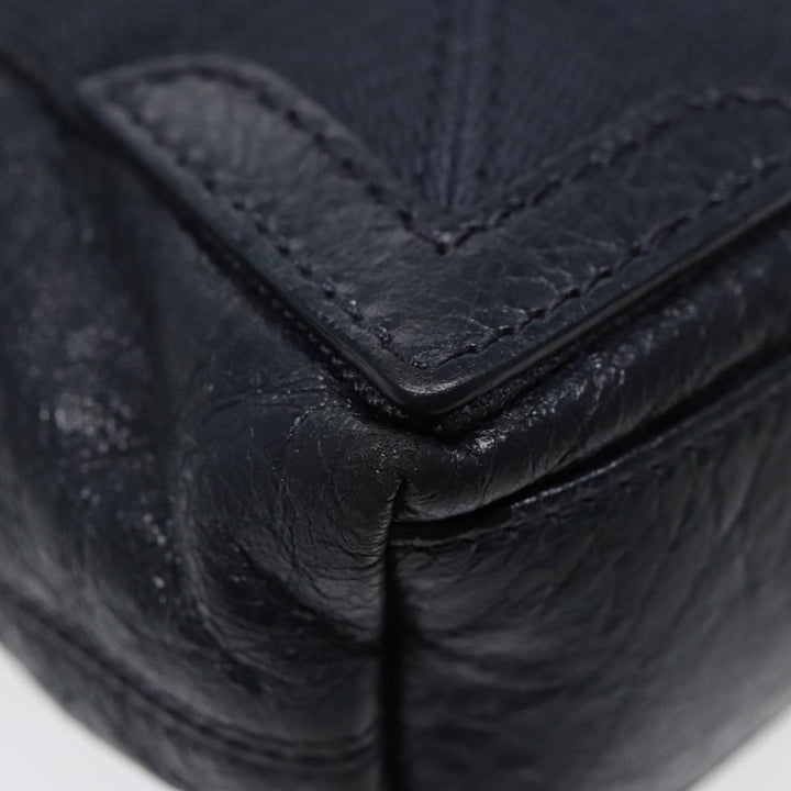 Top Quality Balenciaga Navy Cabas XS Hand Bag Leather 2way Navy Silver 390346 Auth 88514