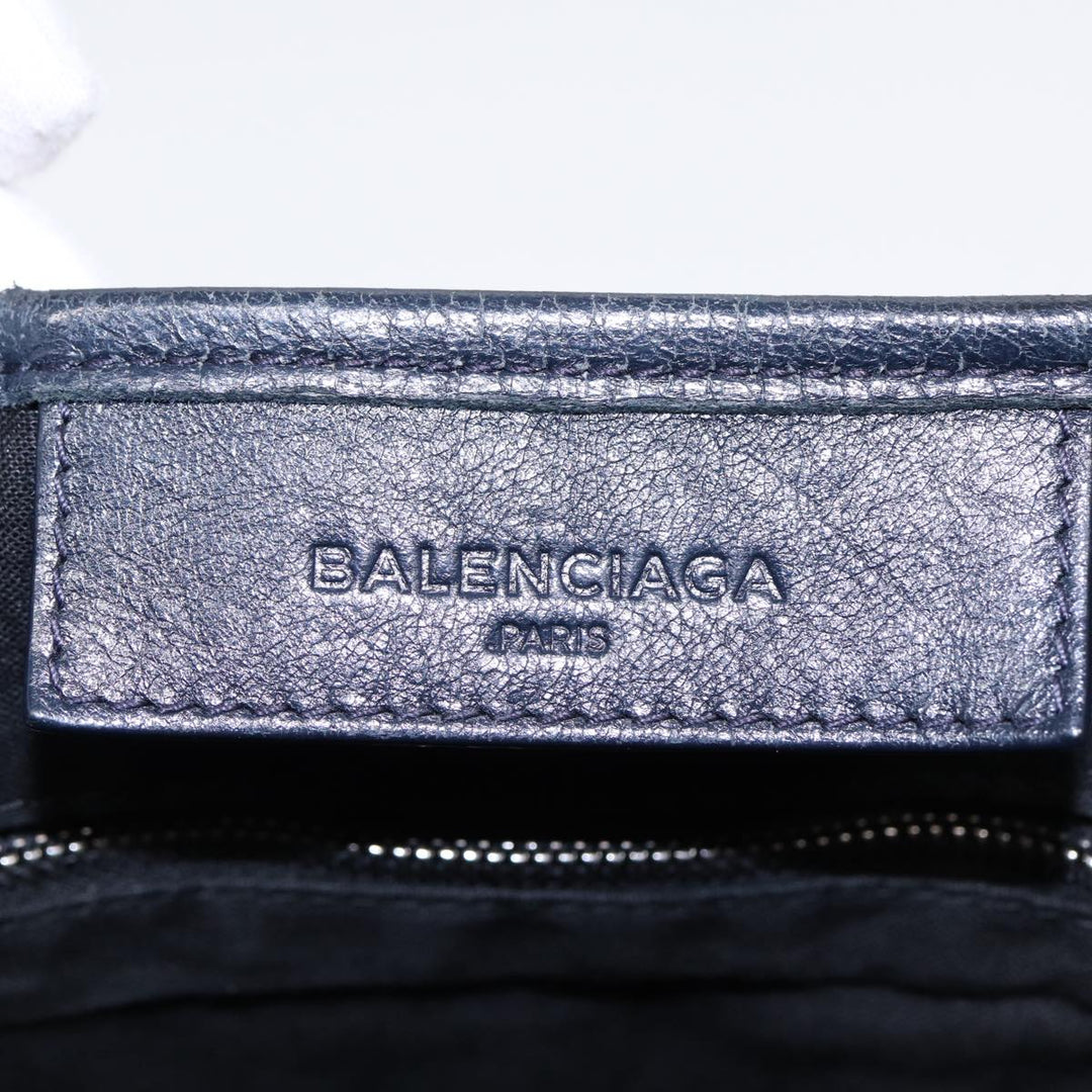 Top Quality Balenciaga Navy Cabas XS Hand Bag Leather 2way Navy Silver 390346 Auth 88514