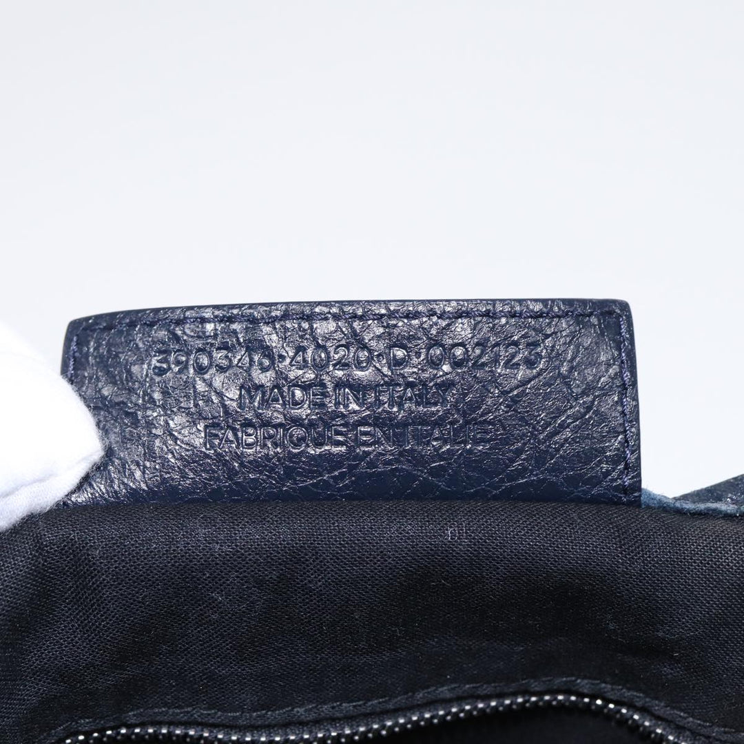 Top Quality Balenciaga Navy Cabas XS Hand Bag Leather 2way Navy Silver 390346 Auth 88514