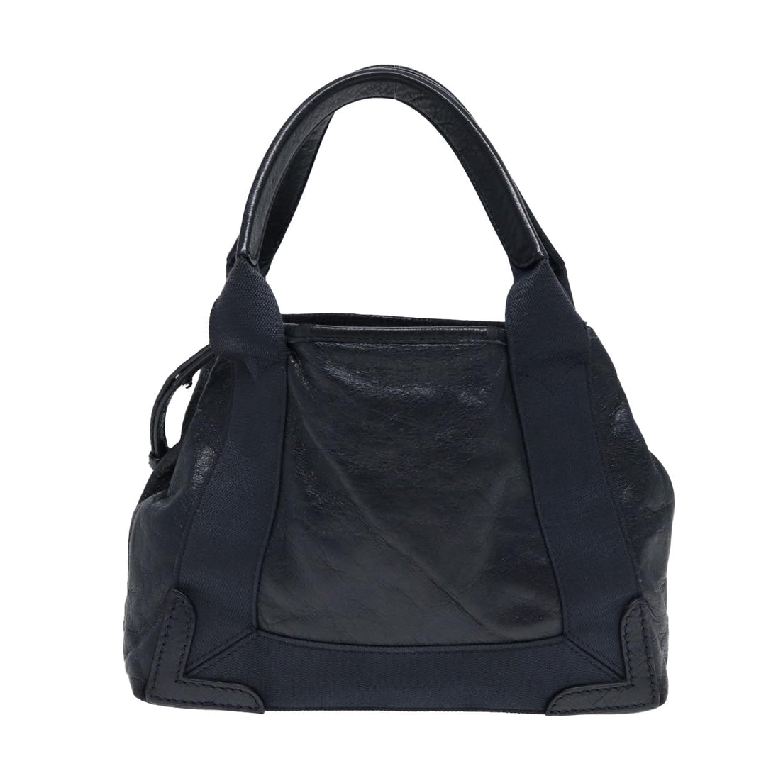 Top Quality Balenciaga Navy Cabas XS Hand Bag Leather 2way Navy Silver 390346 Auth 88514