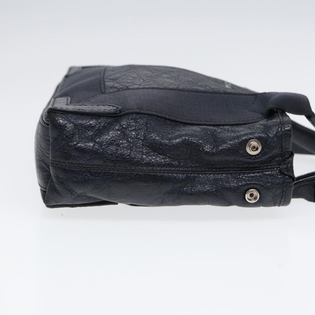Top Quality Balenciaga Navy Cabas XS Hand Bag Leather 2way Navy Silver 390346 Auth 88514