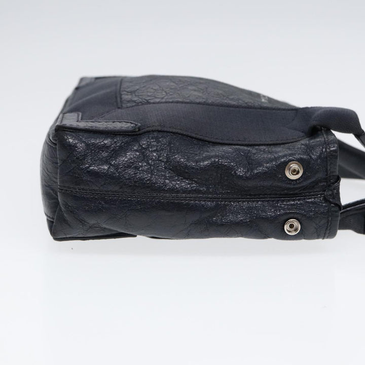Top Quality Balenciaga Navy Cabas XS Hand Bag Leather 2way Navy Silver 390346 Auth 88514
