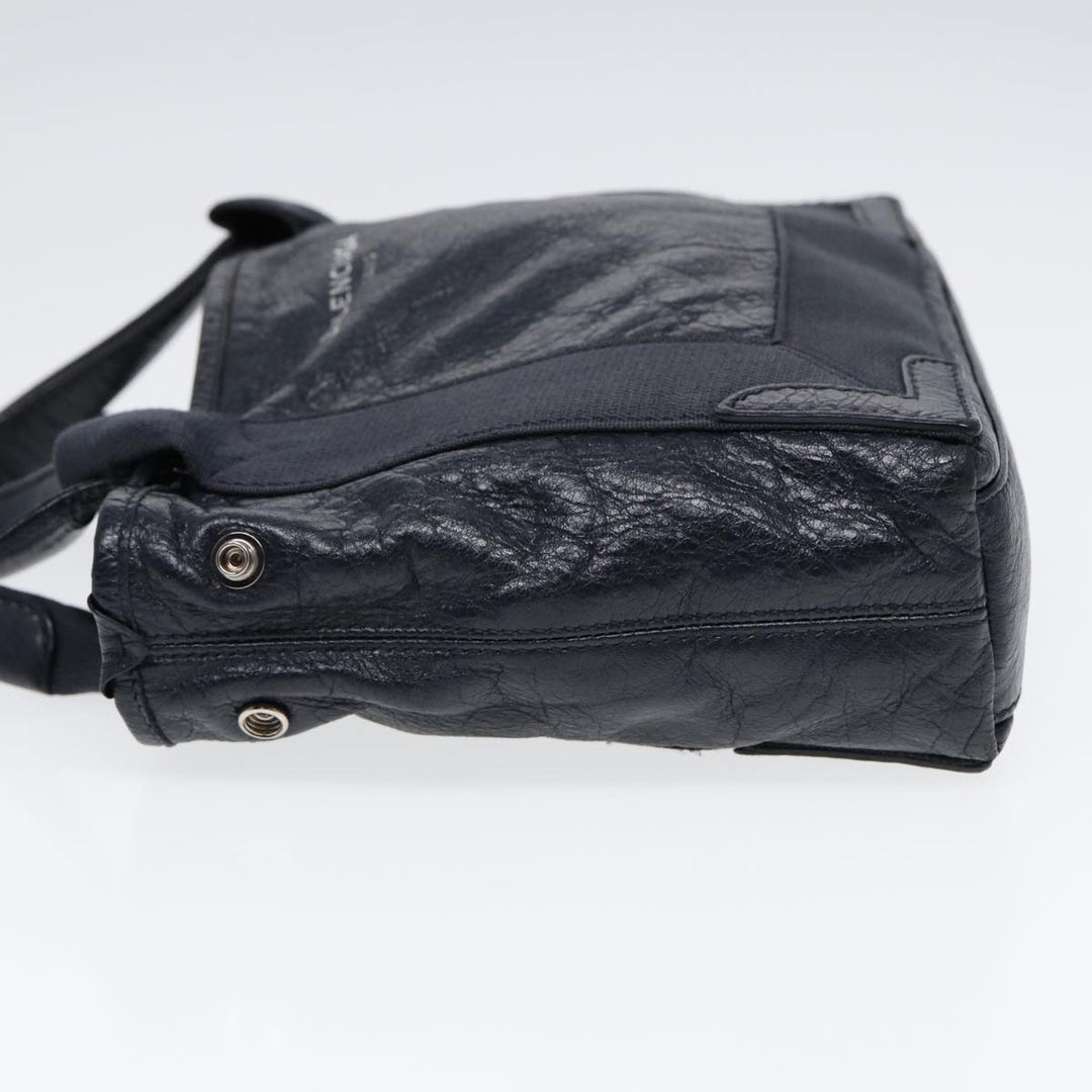 Top Quality Balenciaga Navy Cabas XS Hand Bag Leather 2way Navy Silver 390346 Auth 88514