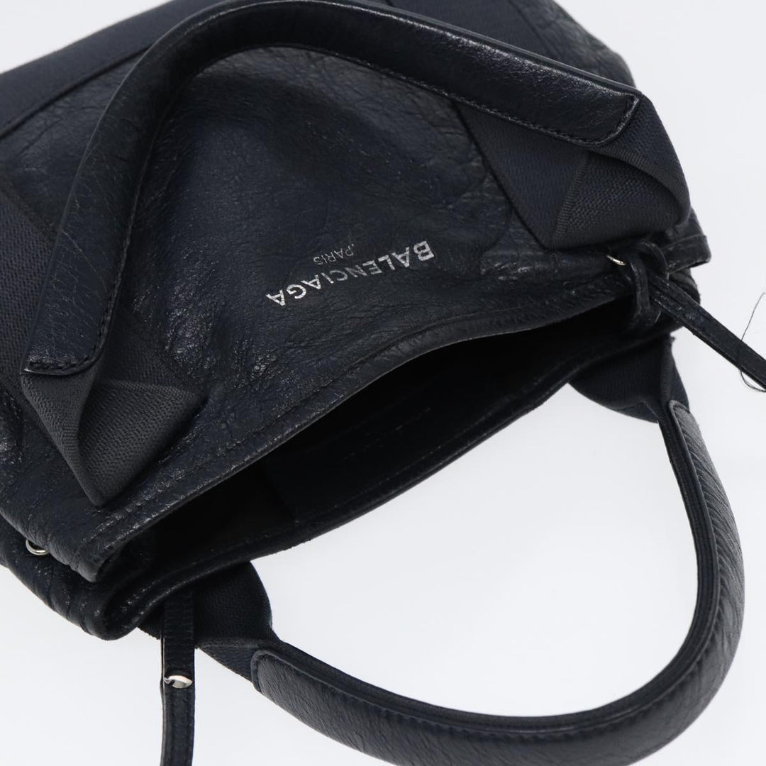 Top Quality Balenciaga Navy Cabas XS Hand Bag Leather 2way Navy Silver 390346 Auth 88514