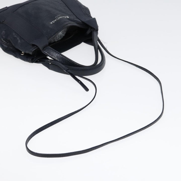 Top Quality Balenciaga Navy Cabas XS Hand Bag Leather 2way Navy Silver 390346 Auth 88514