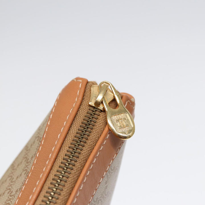 Celine Macadam Canvas Clutch Bag Beige Gold Auth 88526