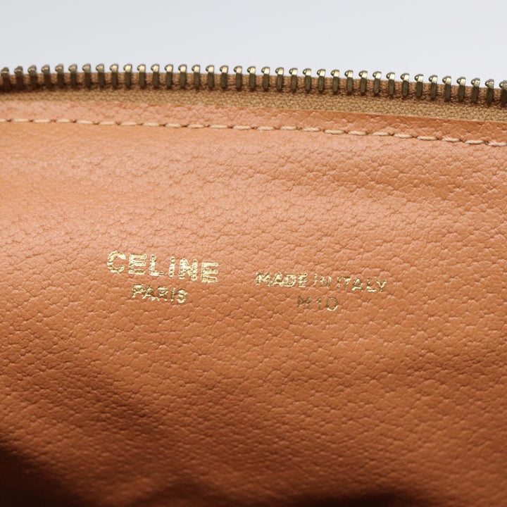 Celine Macadam Canvas Clutch Bag Beige Gold Auth 88526