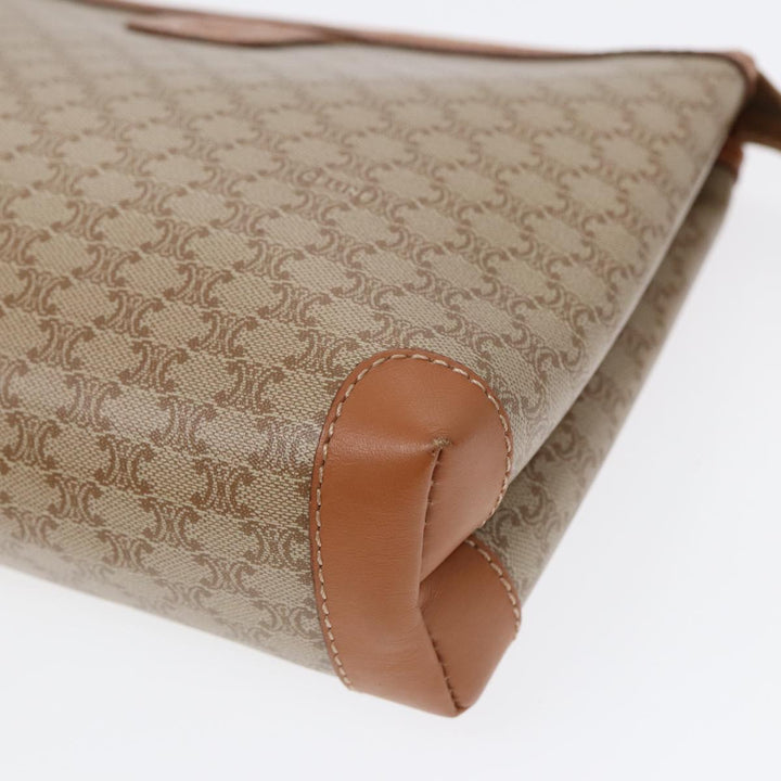 Celine Macadam Canvas Clutch Bag Beige Gold Auth 88526