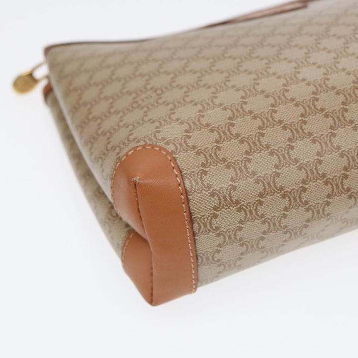 Celine Macadam Canvas Clutch Bag Beige Gold Auth 88526