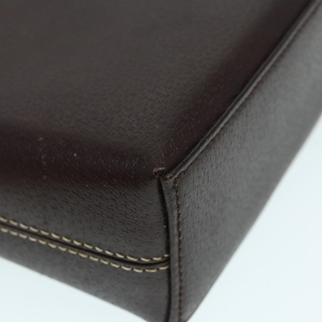 Burberry Clutch Bag Leather Brown Silver Auth 88564
