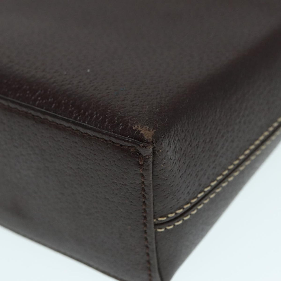 Burberry Clutch Bag Leather Brown Silver Auth 88564