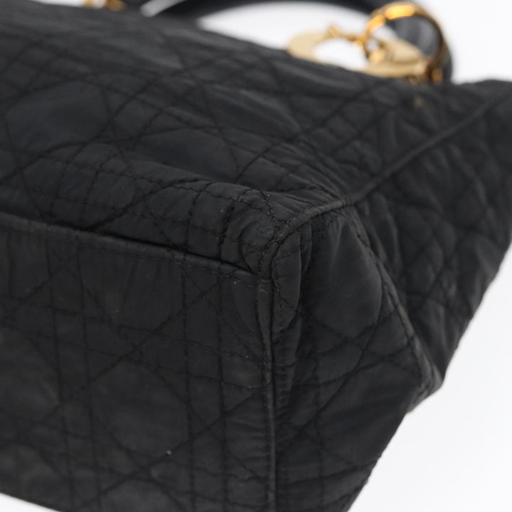 CHRISTIAN Top quality Dior Lady Top quality Dior Canage Hand Bag Nylon Black Gold Auth 88569
