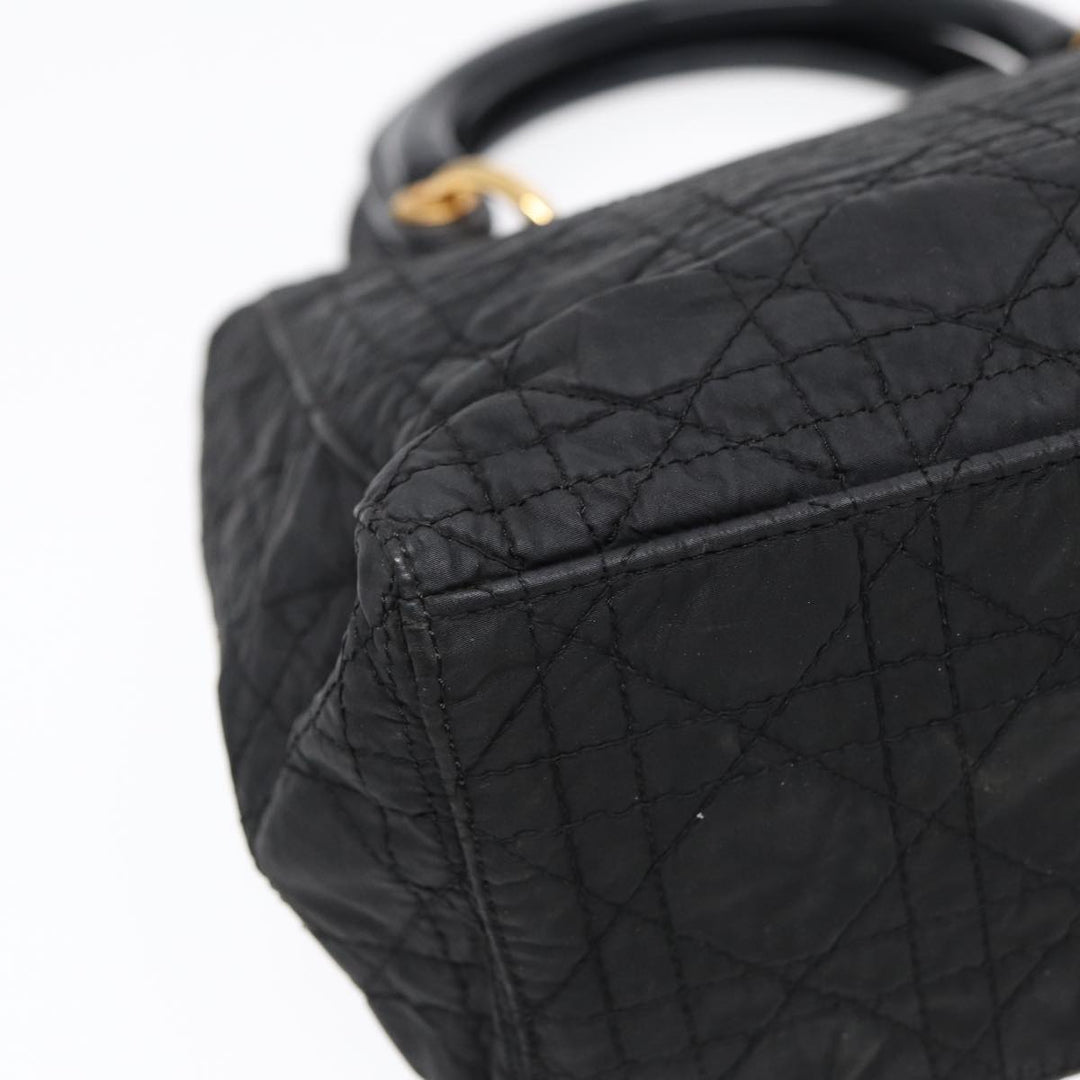 CHRISTIAN Top quality Dior Lady Top quality Dior Canage Hand Bag Nylon Black Gold Auth 88569