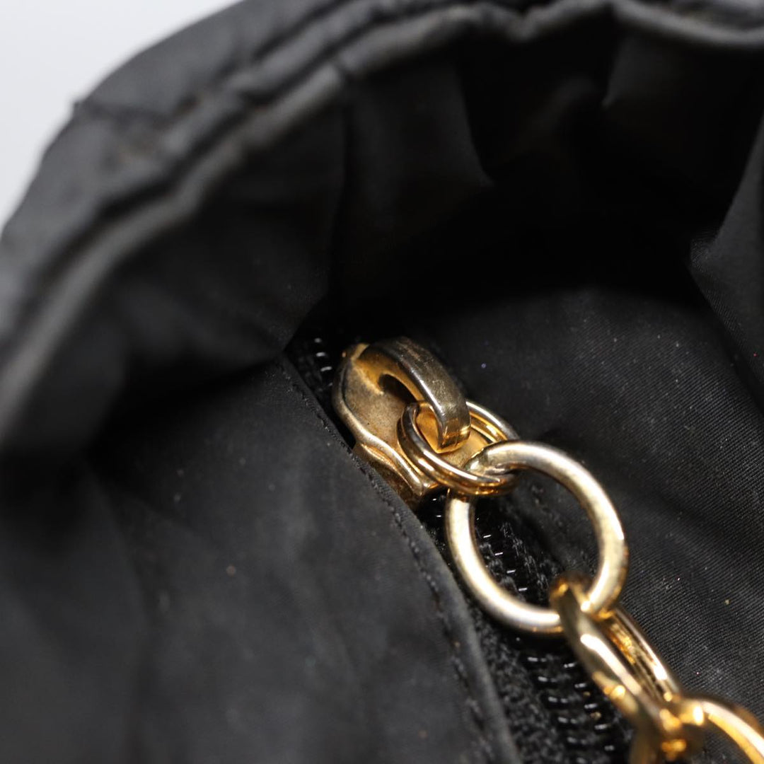 CHRISTIAN Top quality Dior Lady Top quality Dior Canage Hand Bag Nylon Black Gold Auth 88569