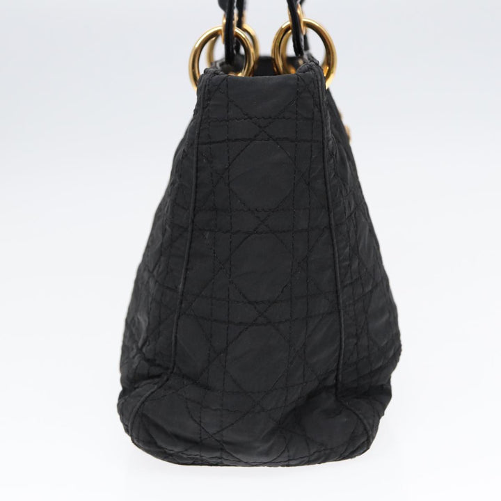 CHRISTIAN Top quality Dior Lady Top quality Dior Canage Hand Bag Nylon Black Gold Auth 88569