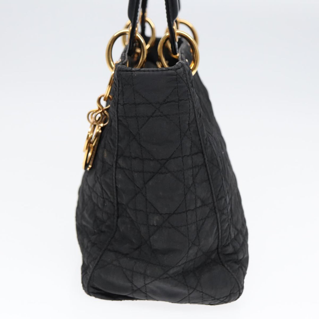 CHRISTIAN Top quality Dior Lady Top quality Dior Canage Hand Bag Nylon Black Gold Auth 88569