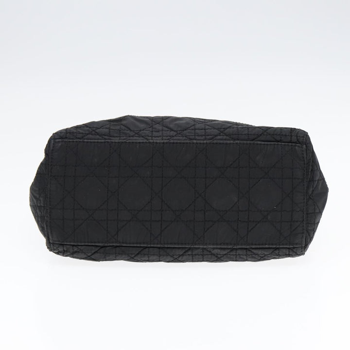 CHRISTIAN Top quality Dior Lady Top quality Dior Canage Hand Bag Nylon Black Gold Auth 88569