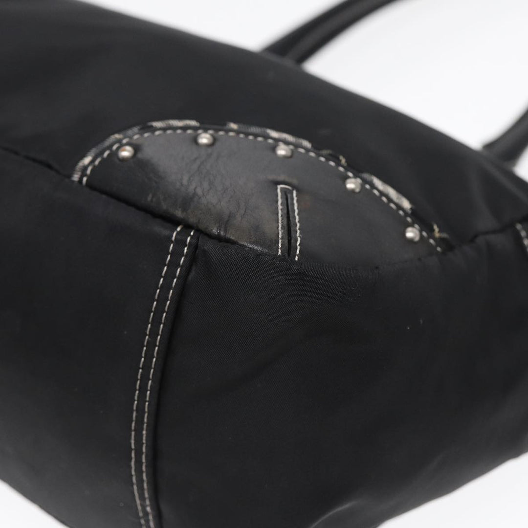 Burberry Blue Label Tote Bag Nylon Black Silver Auth 88574