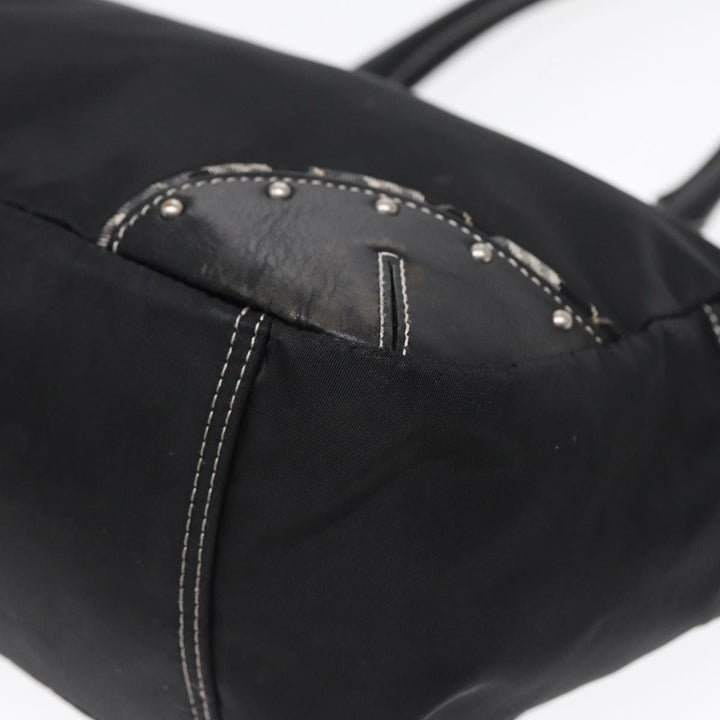 Burberry Blue Label Tote Bag Nylon Black Silver Auth 88574