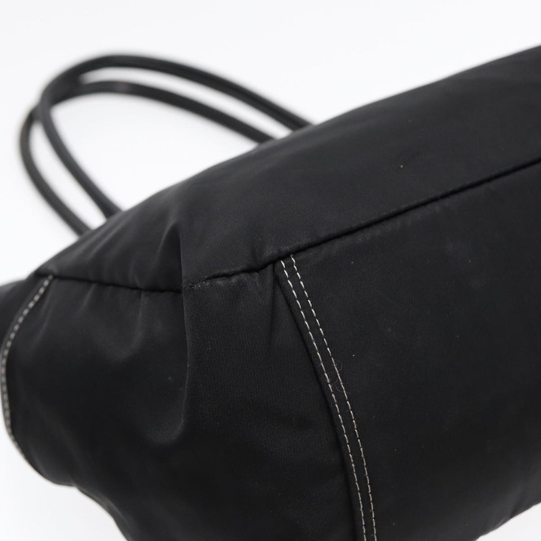Burberry Blue Label Tote Bag Nylon Black Silver Auth 88574