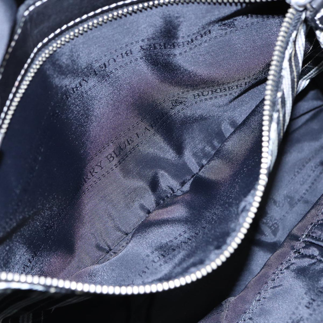 Burberry Blue Label Tote Bag Nylon Black Silver Auth 88574