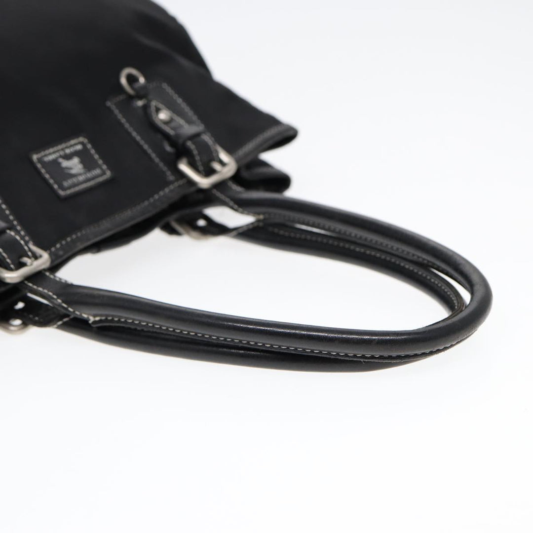 Burberry Blue Label Tote Bag Nylon Black Silver Auth 88574