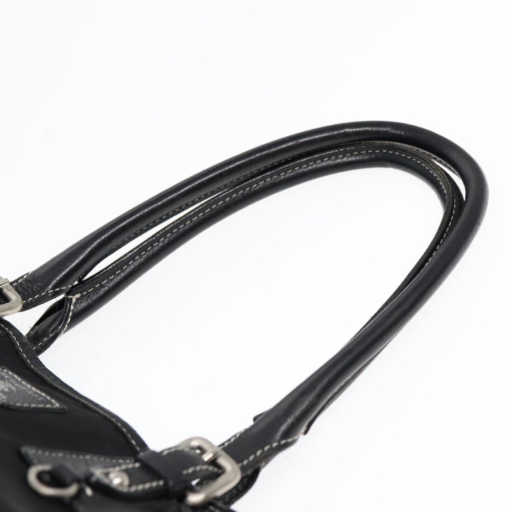 Burberry Blue Label Tote Bag Nylon Black Silver Auth 88574