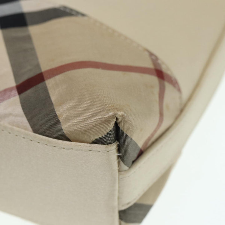 Burberry Nova Check Hand Bag Nylon Beige Silver Auth 88598