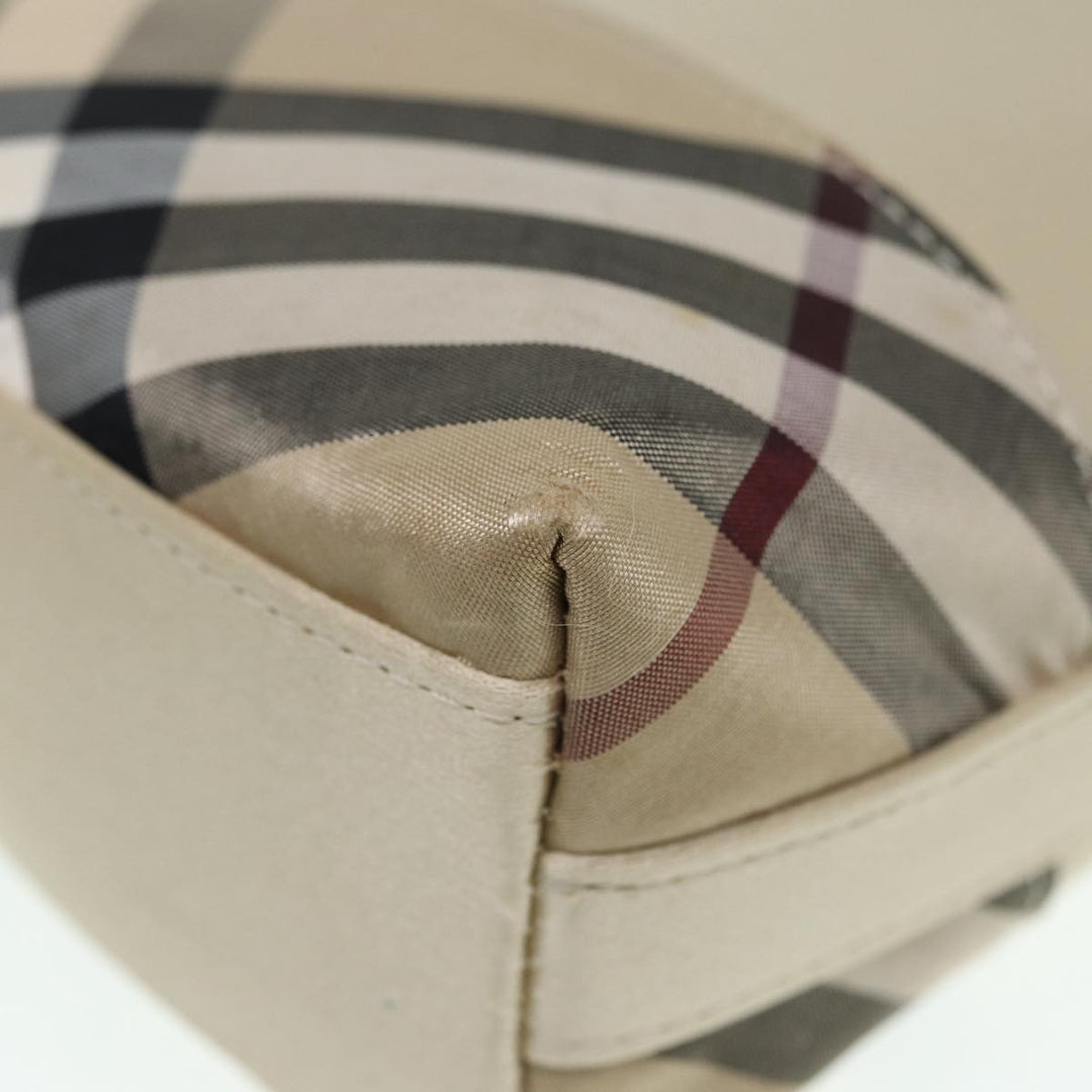 Burberry Nova Check Hand Bag Nylon Beige Silver Auth 88598