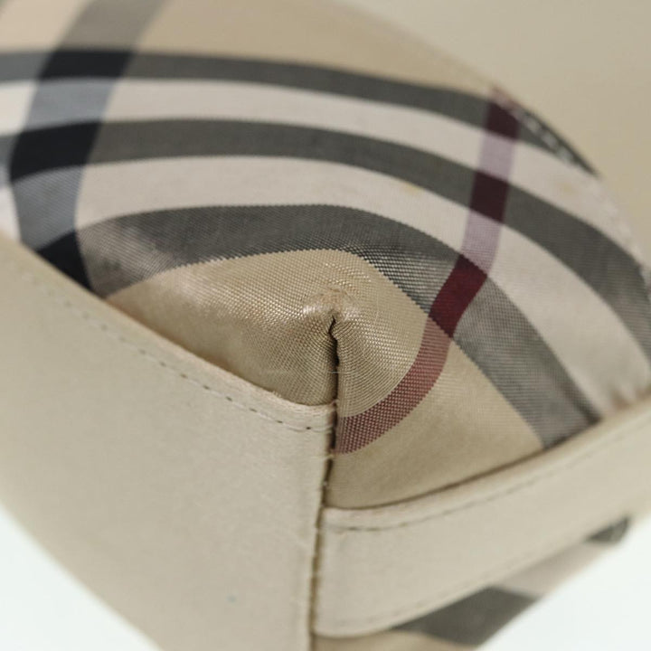 Burberry Nova Check Hand Bag Nylon Beige Silver Auth 88598