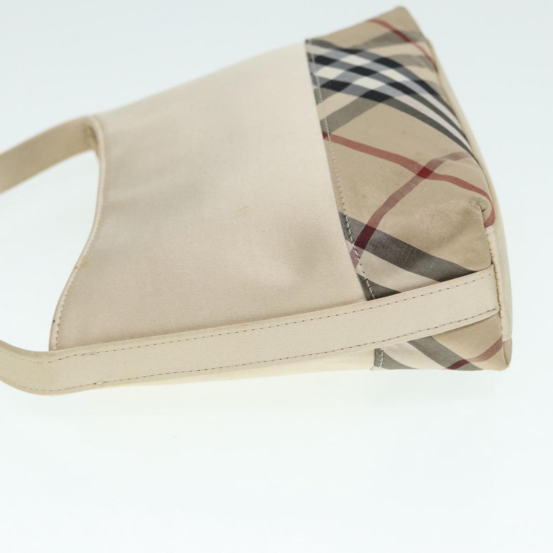Burberry Nova Check Hand Bag Nylon Beige Silver Auth 88598