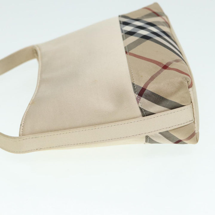Burberry Nova Check Hand Bag Nylon Beige Silver Auth 88598